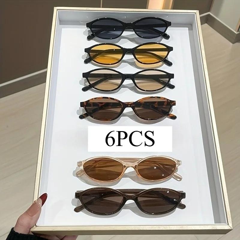 6 Piece Set of Fashionable Oval Frame Glasses Essential for Daily Commuting and Versatile Styling