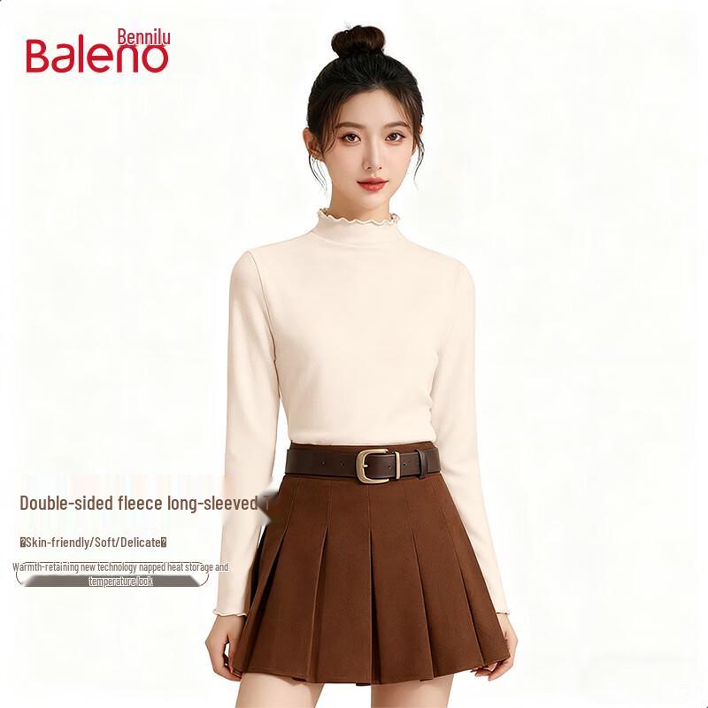 Baleno Women's Ruffled Mock Neck Thermal Top