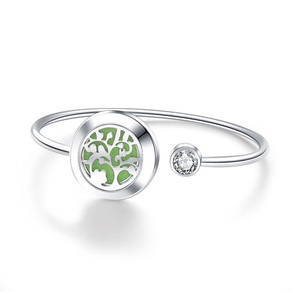 Tree of Life Aromatherapy Diffuser Bracelet - Rotating Hollow Design, Alloy & Stainless Steel, Non-Magnetic Couples Bracelets