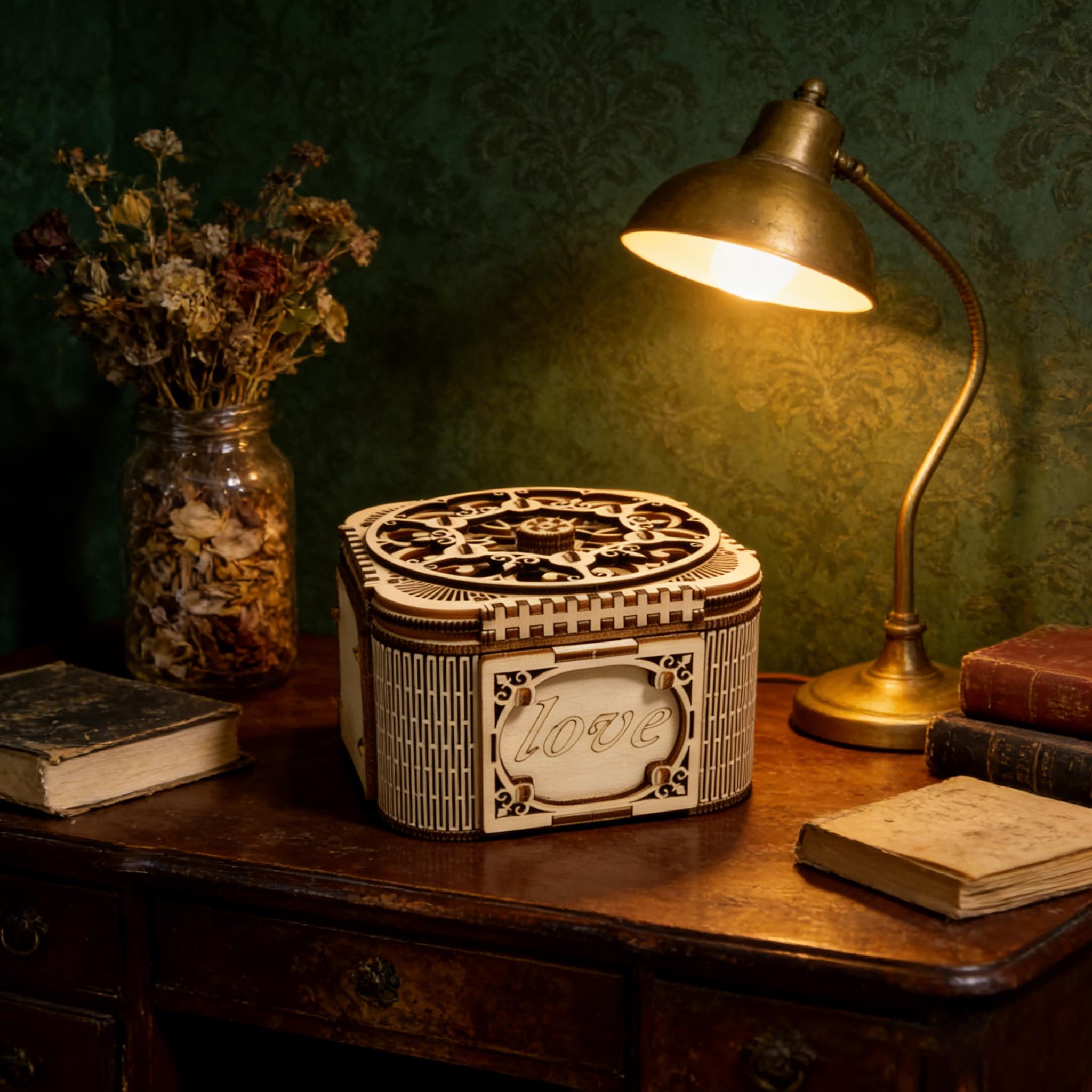 

1 Wooden 3D Puzzle Jewelry Box DIY Wooden Assembly Model Creative Holiday Decor Present Ideal designed for Family Assembly белый