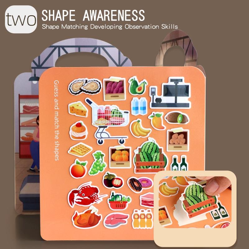 Children's Portable Quiet DIY Reusable Sticker Book Busy Jelly Paste Sticker Multi-scene Bubble Sticker Toys for Fun Learning