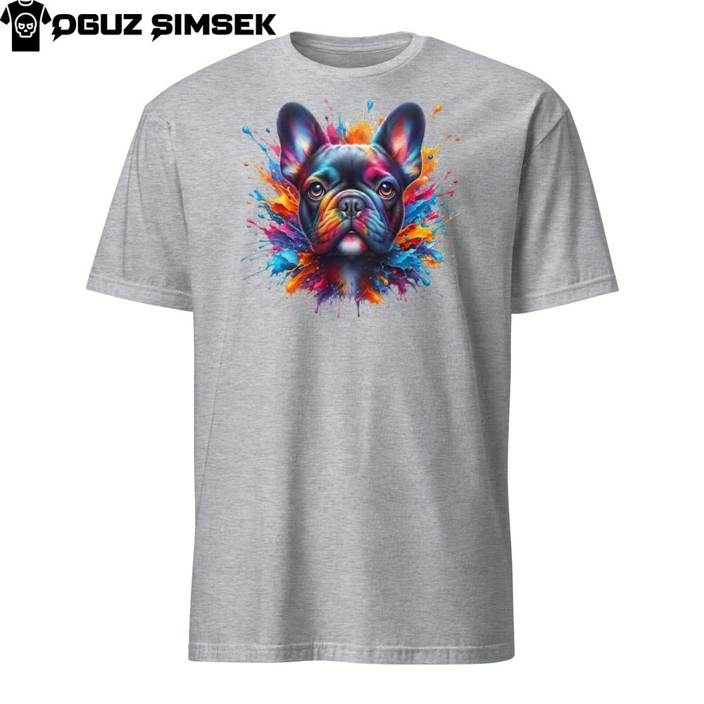 

Красочная унисекс футболка с французским бульдогом | Уникальный дизайн с брызгами краски M