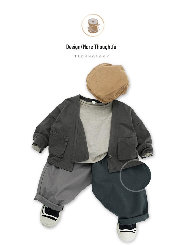 Kinder Baumwoll-Leinen Karottenhose: Frühling & Herbst Koreanischer Stil, Farbblockierte Freizeitkleidung für Kleinkinder & Kinder
