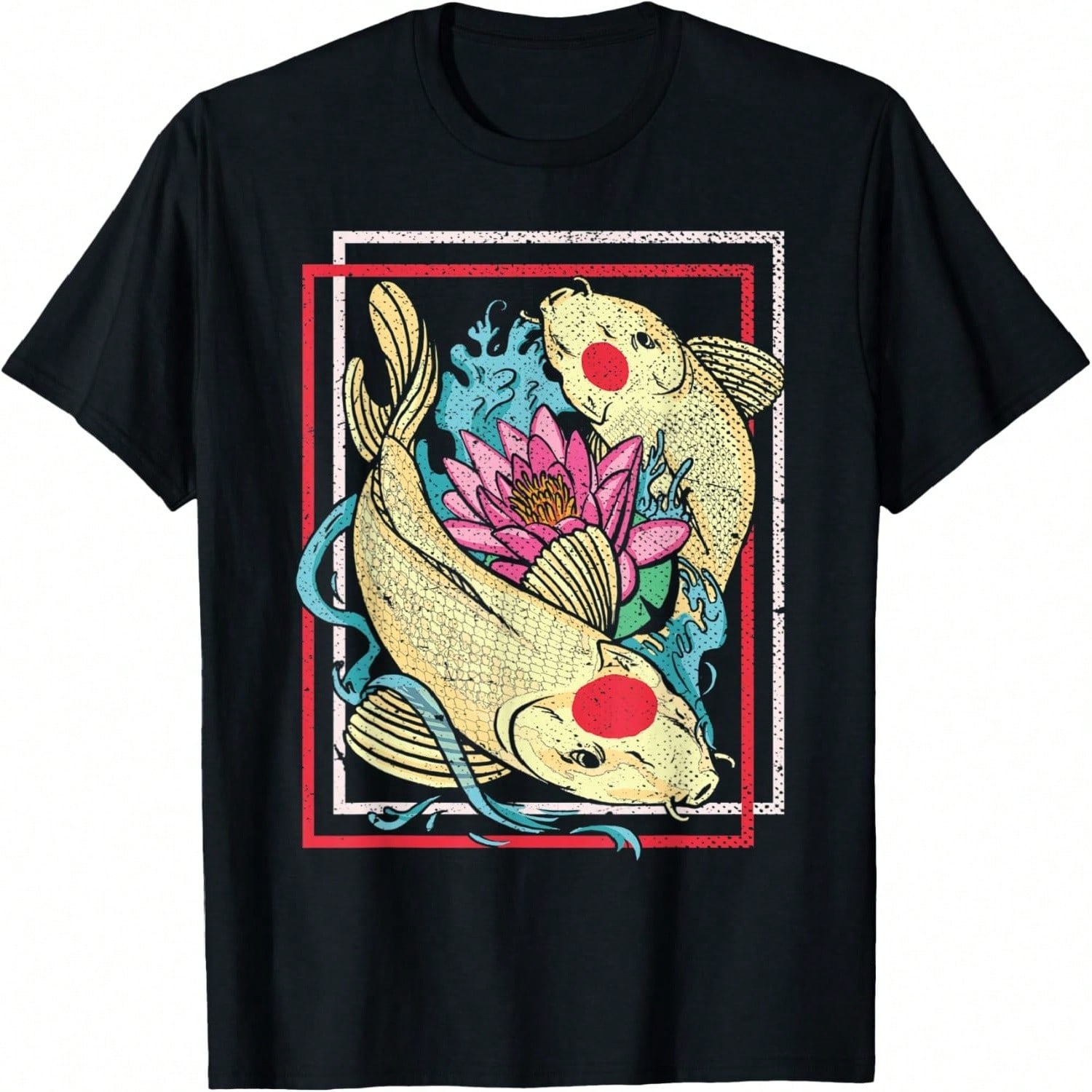 Koi Cherry Blossom Heart Love Peace Japanese Koi Carp T-Shirt S