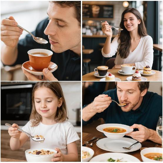 HANSGO Teaspoons Stainless Steel, 6 Piece Dinner Spoons Set 6.7 inches Dessert Spoons Use for Home, Kitchen or Restaurant