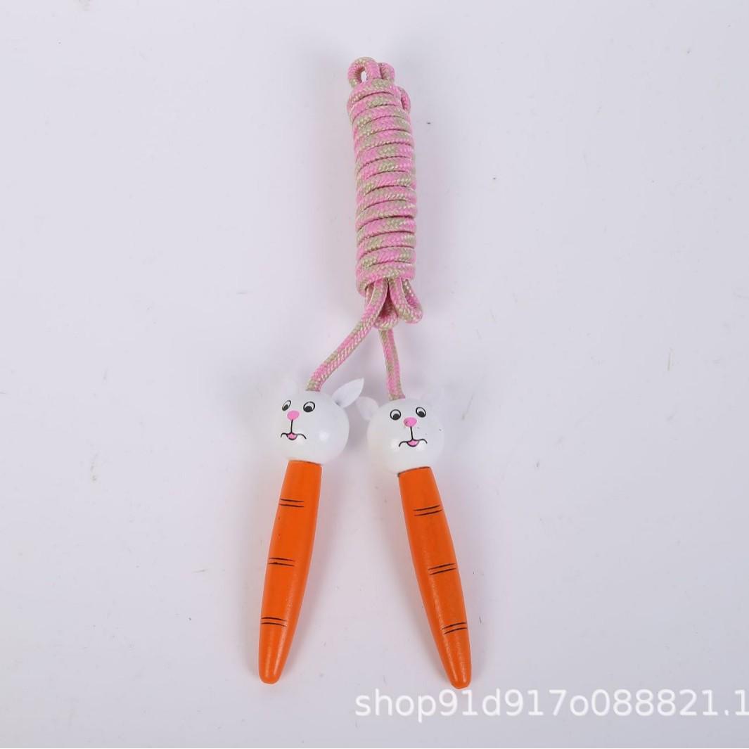Cartoon Wooden Cotton Linen Jump Rope for Kids  Fitness & Fun - Cute Animal Design