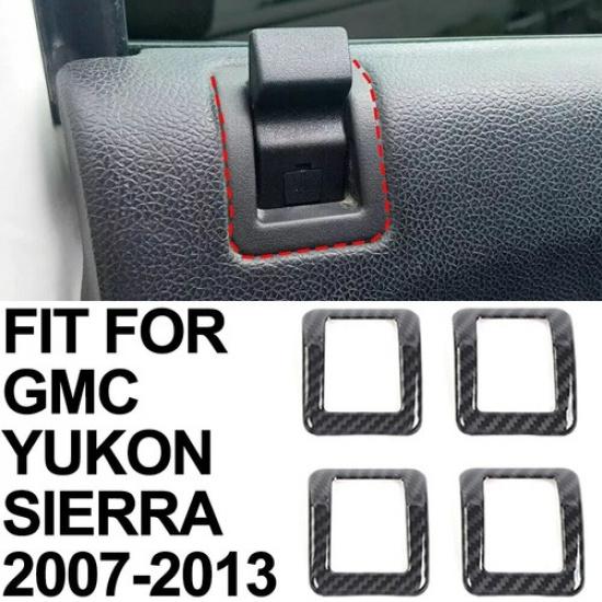 4pcs Carbon Fiber Door Lock Pull Pin Bezel Cover For Chevy Suburban Tahoe 07-13