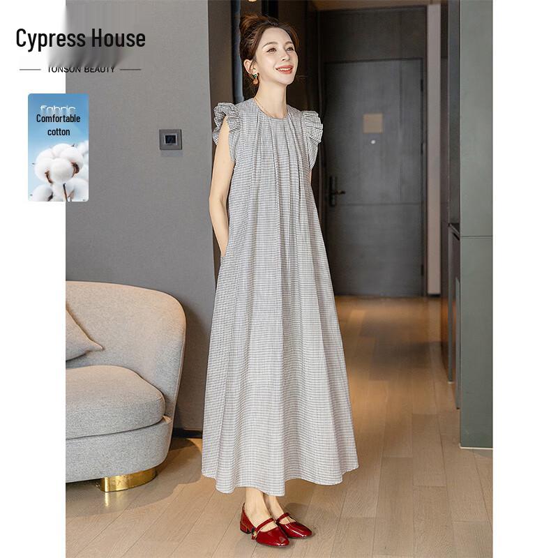 Women s Flutter Sleeve Plaid Midi Dress XXL