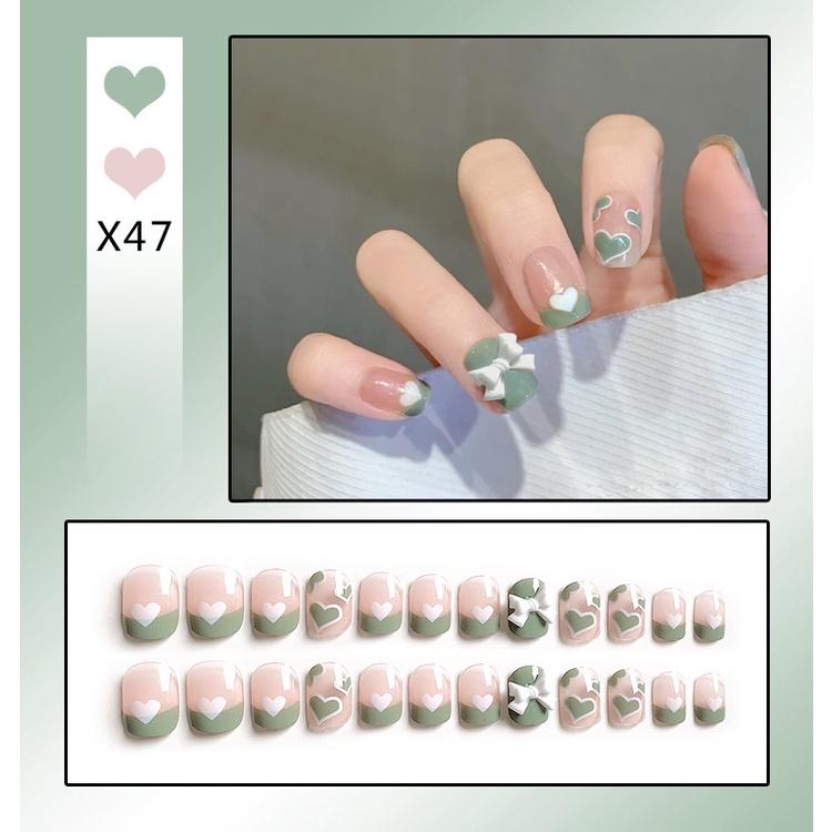 Fake Nails Short Art Nail Tips Press Stick On False with Designs Full Cover Artificial Pink Wearable Clear Tips Press On Nails Fake Nails Short