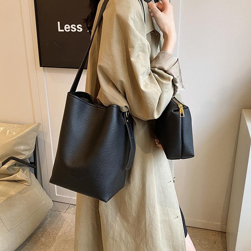 2025 Autumn New Style Fashion Mother and Child Two-piece Set Soft Bucket Bag Single Shoulder Oblique Span Women's Bag