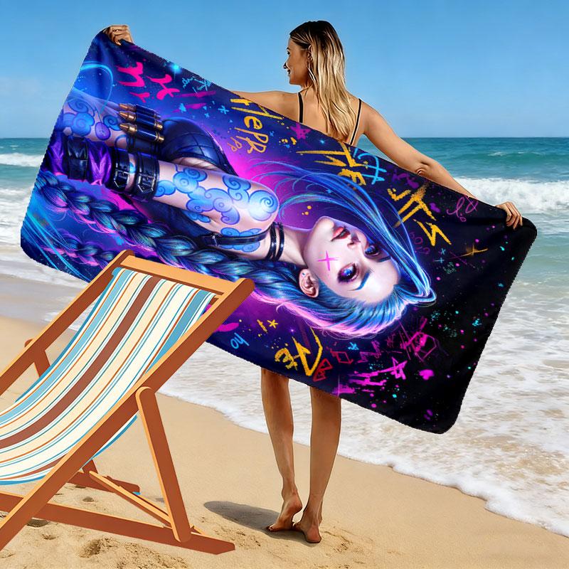 Jinx Print Beach Towel, Large Soft Quick Dry Towel for Beach Camping Swimming