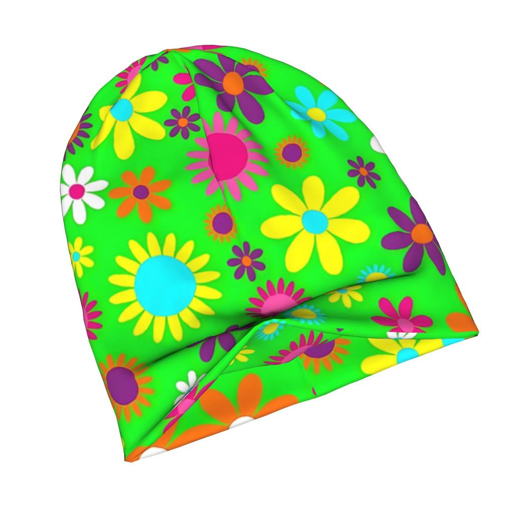 Floral Green Flowers Minimalist Knit Hat Designed for Adults Who Enjoy Quiet Style, Complements Neutral Tones And Effortless Outfit Choices