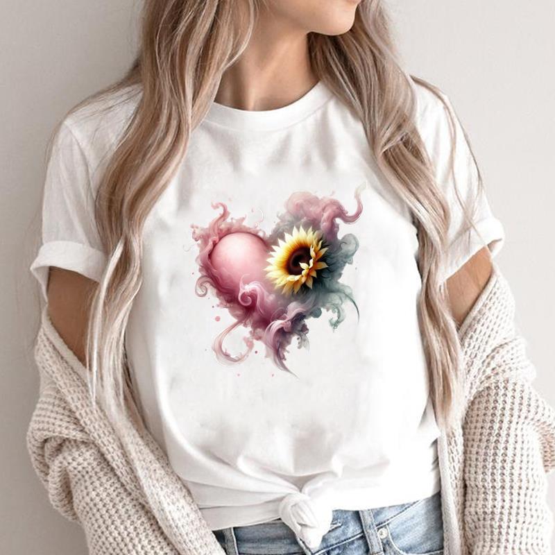 (Mărimea asiatică) floare dulce drăguț anii 90 T Grafic Feminin Haine Femei Top Gât Rotund Tricou Modă Imprimeu Casual Mânecă Scurtă Tricouri