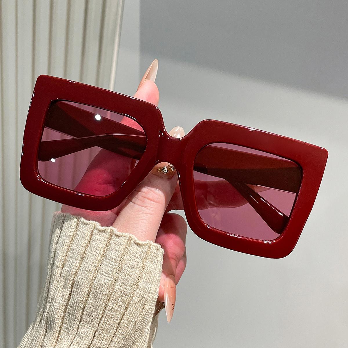

1PCS Classic Elegant Purple Red Square Frame Sunglasses Sunscreen Glasses Natural Look Casual Vacation Sunglasses