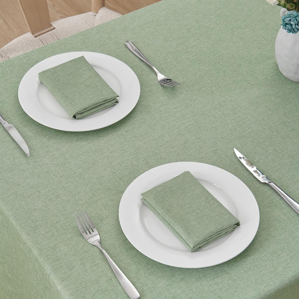 Vikama  Rectangular Tablecloth  Waterproof, Stain-Resistant, Wrinkle-Resistant, Rustic Style Decorative Light Green Tablecloth