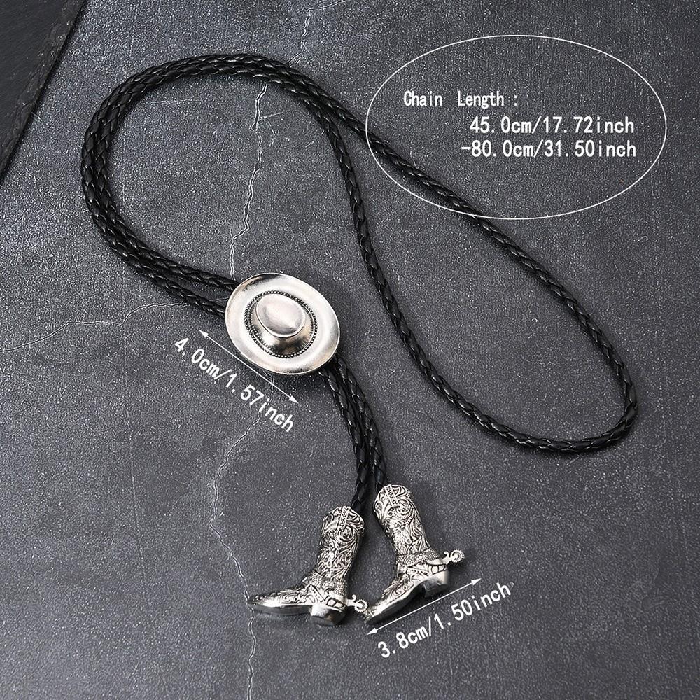 Zinc Zinc Alloy Cowgirls Shirt Neck Pendant High-end Leather Rope Tie Decor Cowboy Hat Boots Necklace Daily