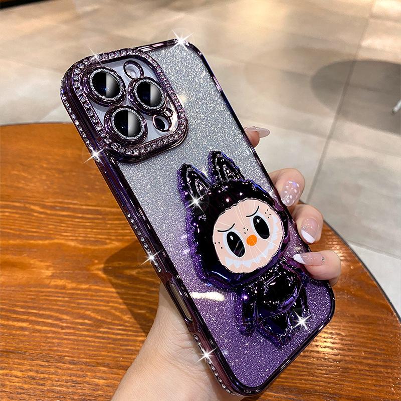 Luxury Rhinestones Are Suitable for Apple 16promax Mobile Phone Case IPhone15 Labu Mirror Holder 14 All-inclusive 17.