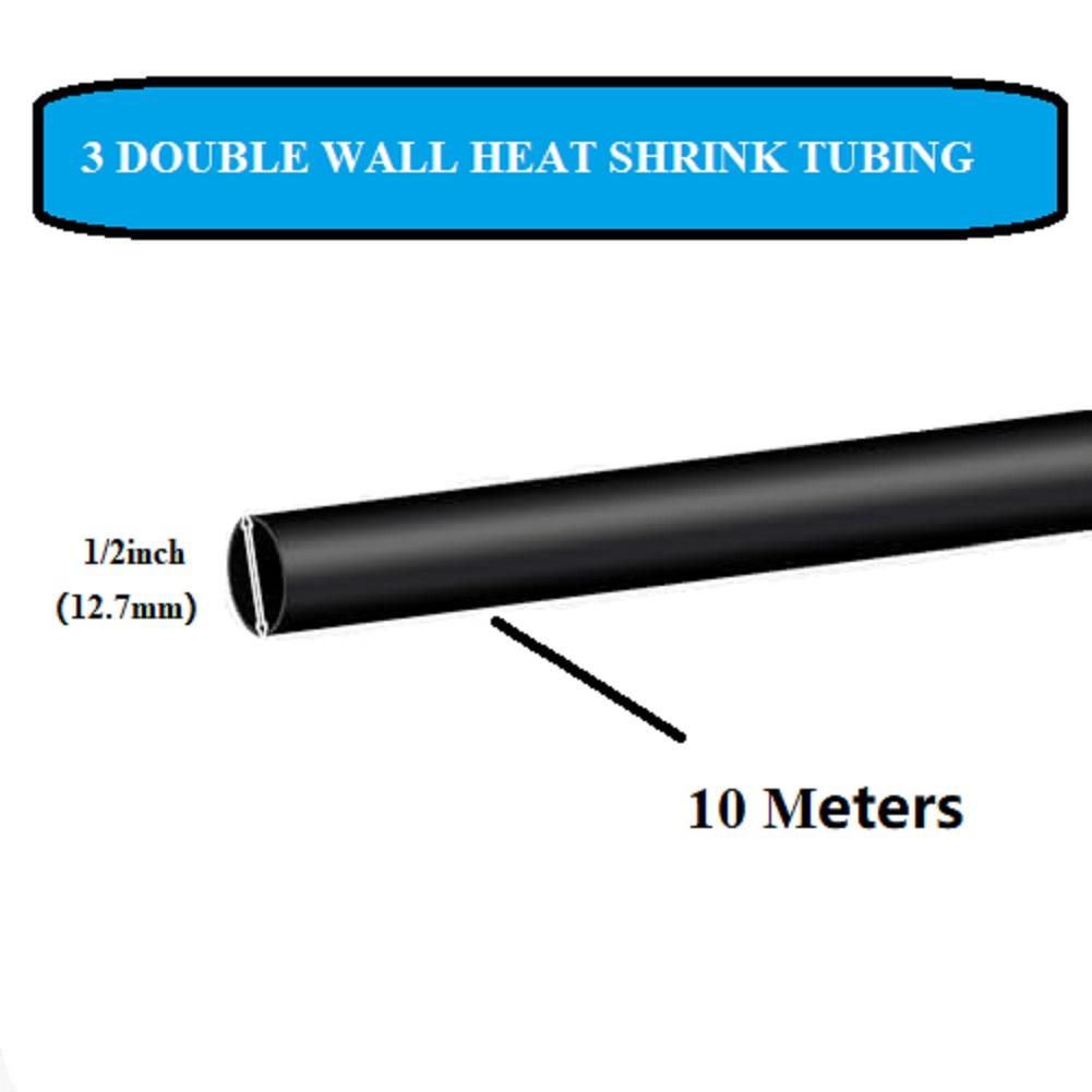 3:1 10Meter Black Polyolefin Shrinking Heat Shrink Tube Wire Cable Insulated Sleeving Tubing ID 12.7mm Wire Connector Protector