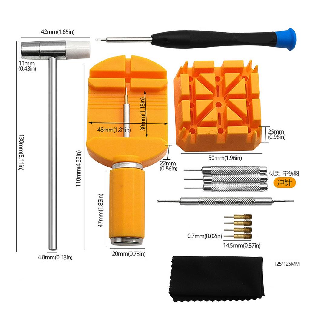 Watch Band Link Pin Tool Set 19Pcs Watch Strap Adjuster Kit with Replacement Pin and Tool for Watch Sizing and Repair
