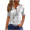 Womens Abstract Vertical Stripe Print V Neck T Shirt Casual Half Sleeve Henley Top Summer