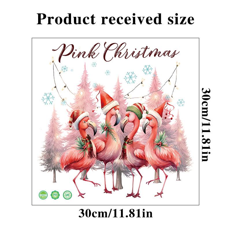 Autocolant de perete cu flamingo Moș Crăciun de desene animate Decor de Crăciun Fericit Mural Festival Decor Home Decalcomanii autoadezivi de Anul Nou