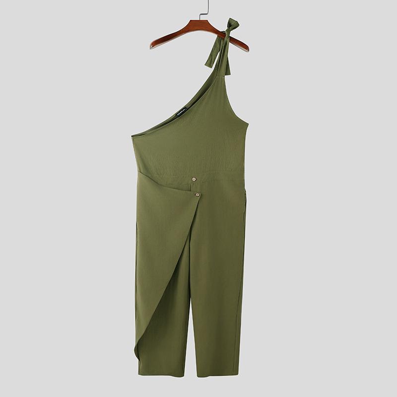 INCERUN Men One Suspender Jumpsuits Long Cargo Overalls Dungarees