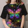 Summer Round Neck Butterfly Pattern 3D Print Top Fashionable Casual Short Sleeved Women's T-shirts