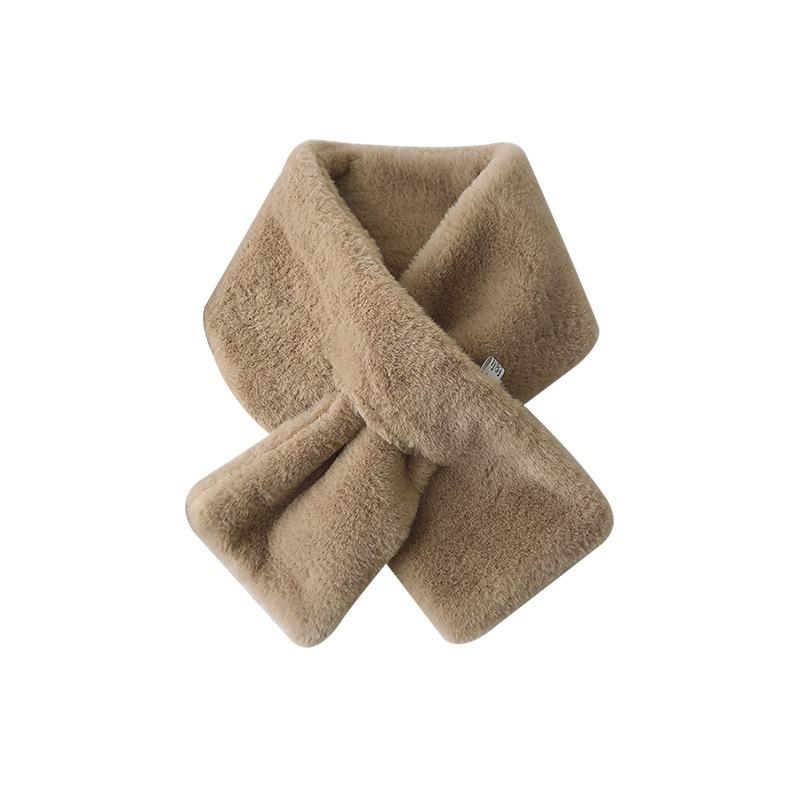 Solid color scarf, thickened and soft in winter, imitation rabbit fur scarf, fur collar, solid color Rex rabbit fur scarf.