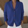 2026 Europäischer & Amerikanischer Herbst/Winter Strick-Cardigan: Damen Pullover mit lockerem Revers, Knöpfen, einfarbig, langärmlig.