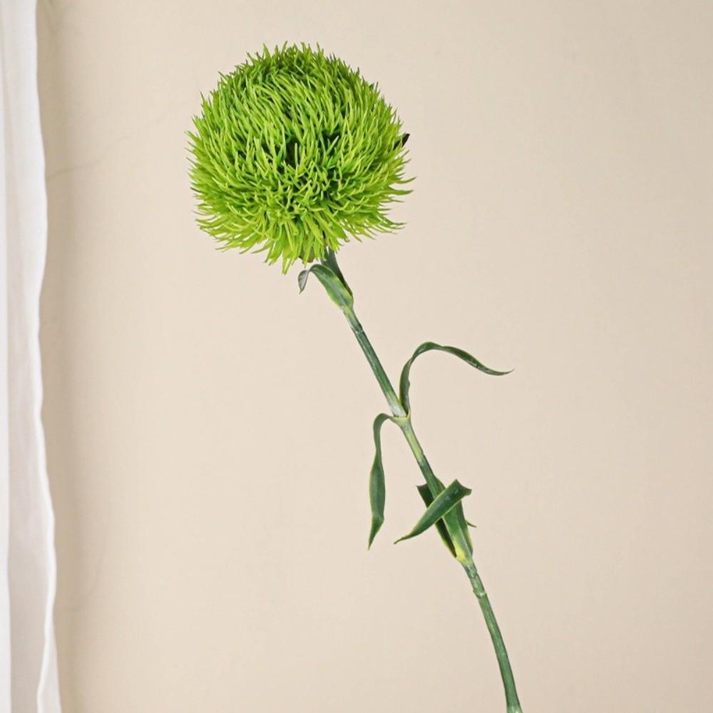 Realistic Texture Green Artificial Dandelion Single Stem Faux Green Flower Photography Props