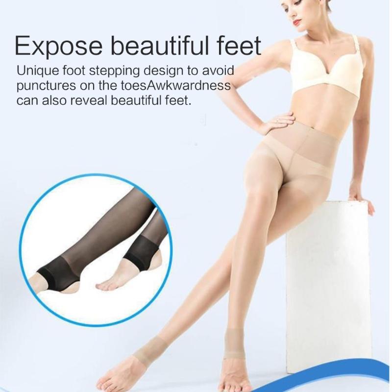 Women Summer Ultra Thin Sheer Footless Stirrup Tights Stockings Solid Color Control Top Silk Pantyhose Dance Leggings