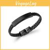 Vintage Black Stainless Steel Bracelet Wholesale Fashion Woven Leather Bracelet Jewelry