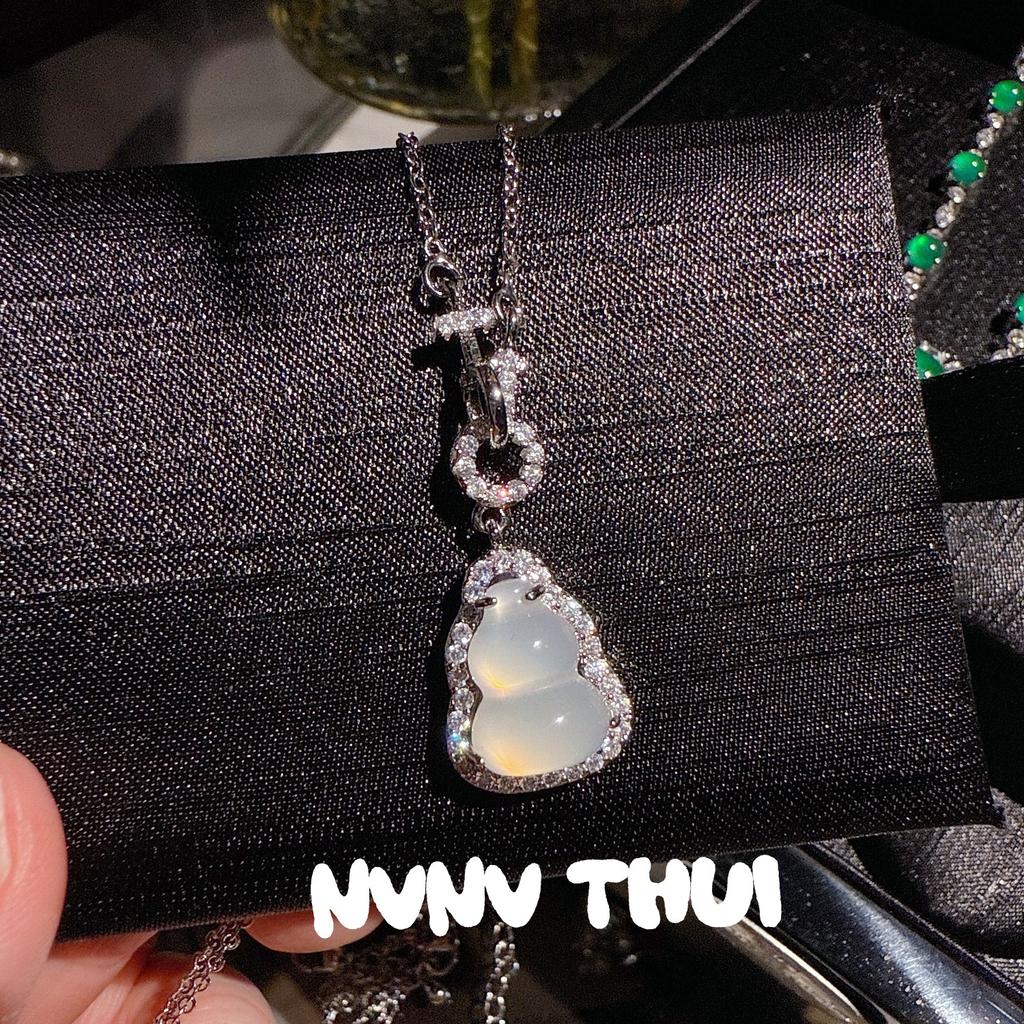 Jewelry, Chalcedony Agate Yang Green Gourd Ice Pendant Lock Necklace, Classic Comparable To Jadeite Fulu Bracelet