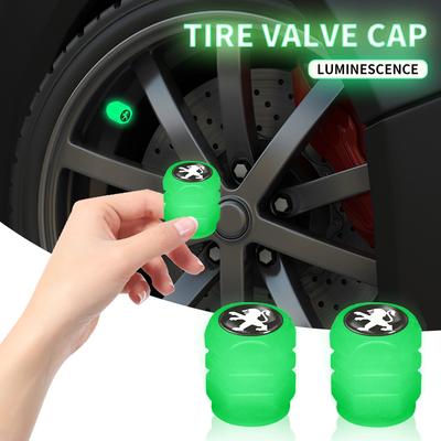 New Luminous Valve Caps Fluorescent Tire Stem Caps For Peugeot 206 207 307 3008 2008 308 407 408 508 301 208 RCZ Car Accessories