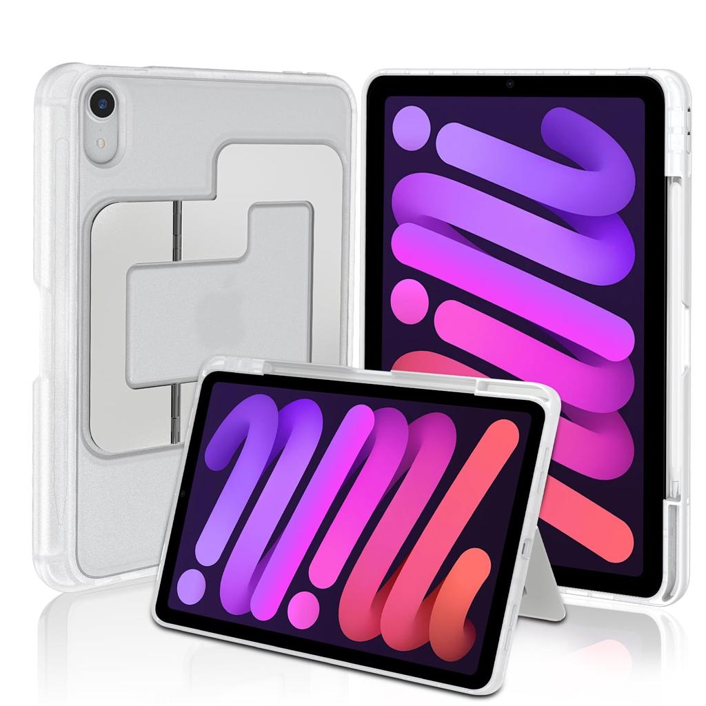 Smhokesu Case for iPad Mini A17 Pro 7th Generation (2024/2021), Mini 6, and 8.3-inch Case with Aluminum Alloy Stand and Pen Storage, Portrait/Landscap