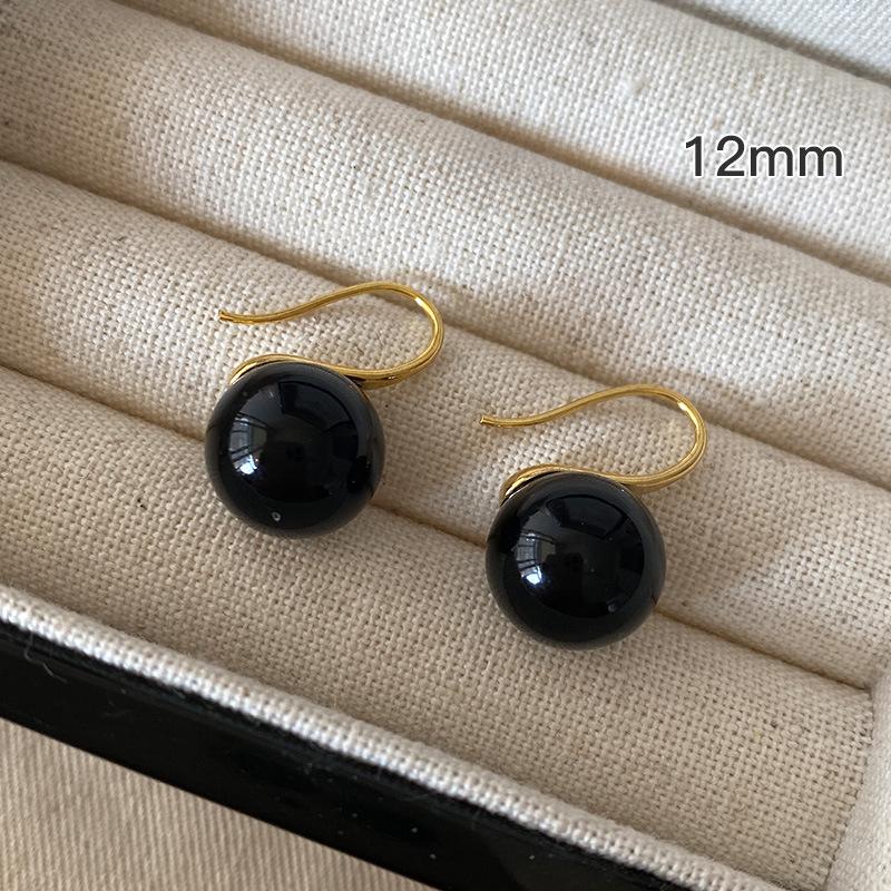 

Агат, черный жемчуг, серьги-крючки, французский ретро-дизайн, темперамент, универсальность, простота и аромат в стиле Хепберн