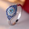 Wish Full Diamond Gradual Change Blue Devil's Eye Ring Simple Personality Niche Ring