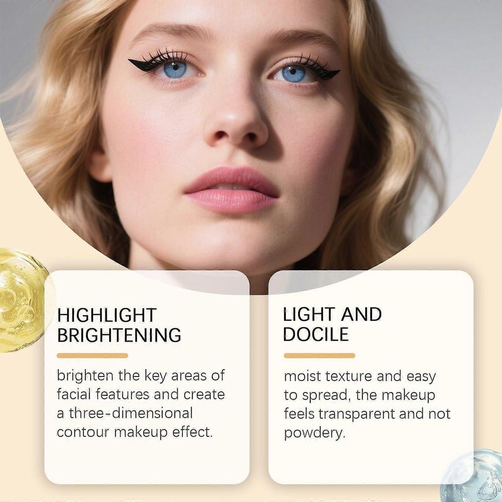 Zephoco Golden Brown Highlight Brightening Contour Liquid Gentle Moisturizing Highlight Light-Up Facial Light Feeling Makeup Liquid