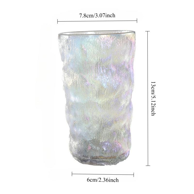 300ml or 380ml Glacier Patterned Glass Cup Colored Drinking Cup, High Aesthetic Glass Cup Drinking Cup Beer Cup for Working Use