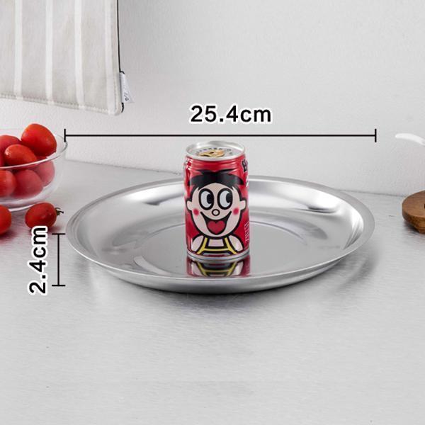 Stainless Steel Round Dinner Plate Tray - Versatile for Tableware, BBQ, Deep & Flat Dishes