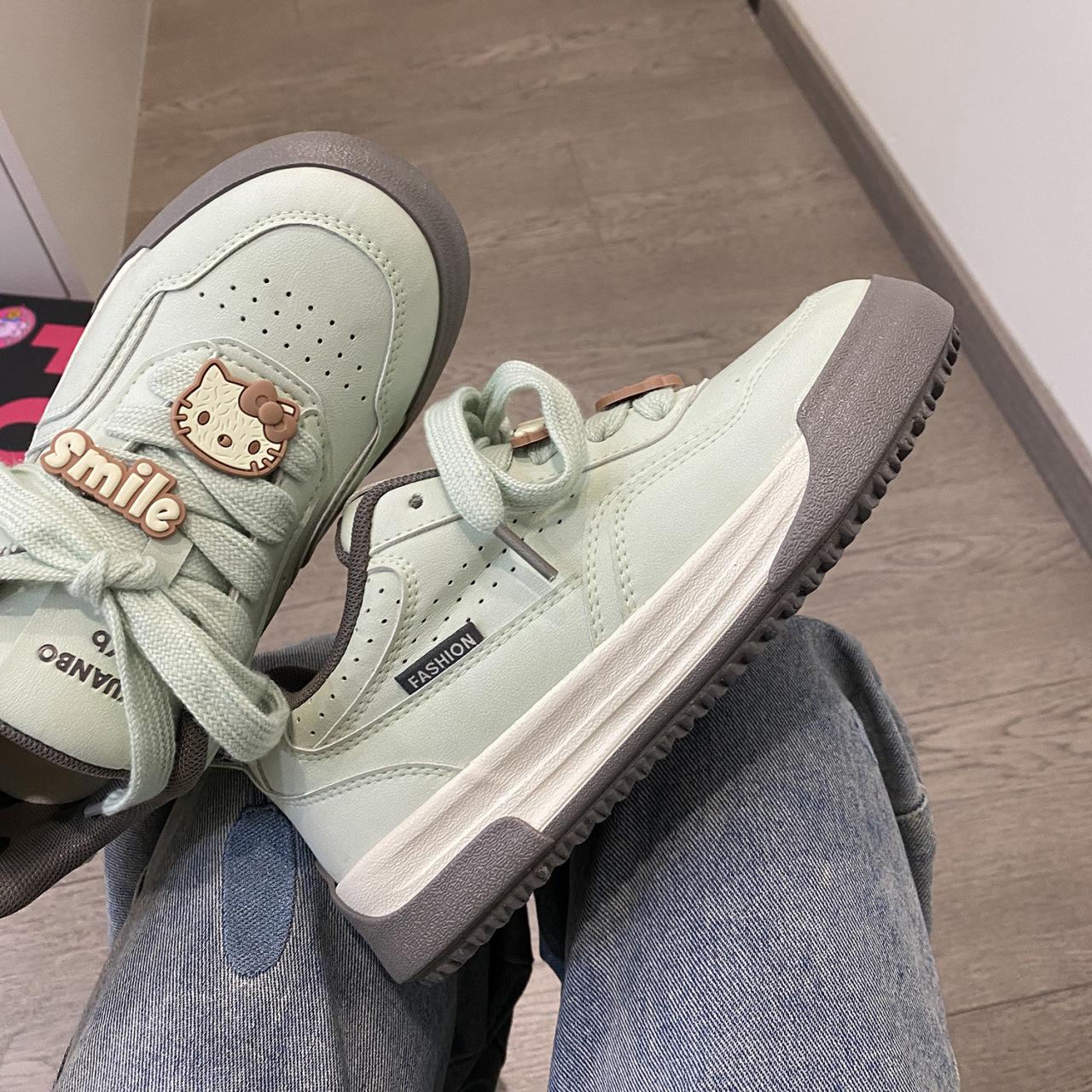 

Новая платформа туфли-хлеб женские 2025 новый весенний нишевый спорт и отдых кеды женская обувь универсальная 40 зелёный