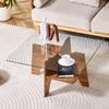 Modern Square Side Table Made of Safety Glass - 80 cm Side Length. Ideal for Dining Room, Living Room, Office and Much More.