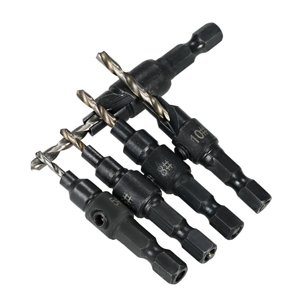 5pcs HSS Countersink Drill Cone Bit Set 1 4 inch Hex Shank Taper Drill for Woodworking Screw Carpentry Reamer Chamfer