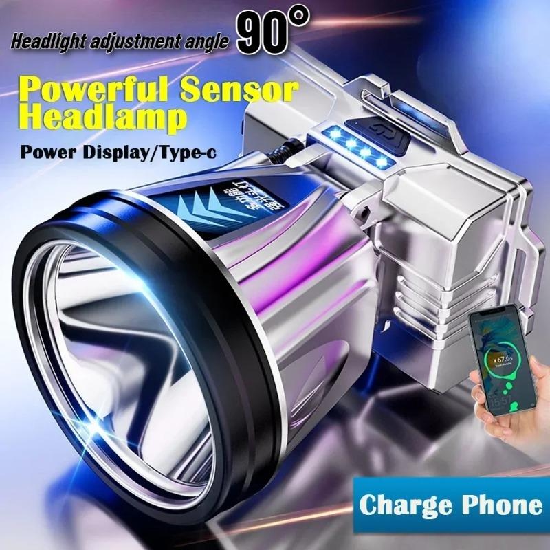 LED Strong Bald Headlight Ultra Bright Rechargeable Head Wear Flashlight Night Fishing Working Miner's Light Field Long Distance