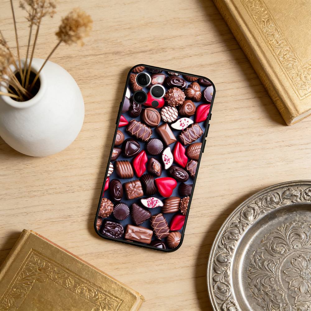 C-Chocolate-TE Phone Case For iPhone 17,16,15,14,13,12,11 Plus,Pro Max,Soft Silicone Black Cover