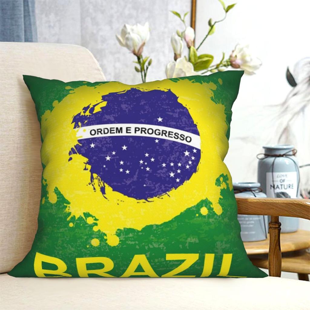 Brazil Flag Square Pillowcase Cushion Cover Pillow Case Throw Pillow Cover for Home Sofa Living Room
