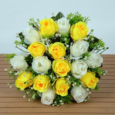 New 18 Head Real Happy Flower Mini Photography Photo Gift Natural Simulated Rose 10 Colors Crystal Grass Bouquet Home Decorative
