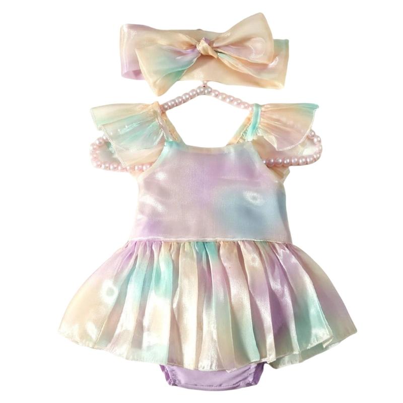 Kleinkindkleid und Schleifen-Haarband Foto-Bekleidungsset Fotoshooting-Requisiten Neugeborenen-Partygeschenke Baby-Fotografie-Kostüm