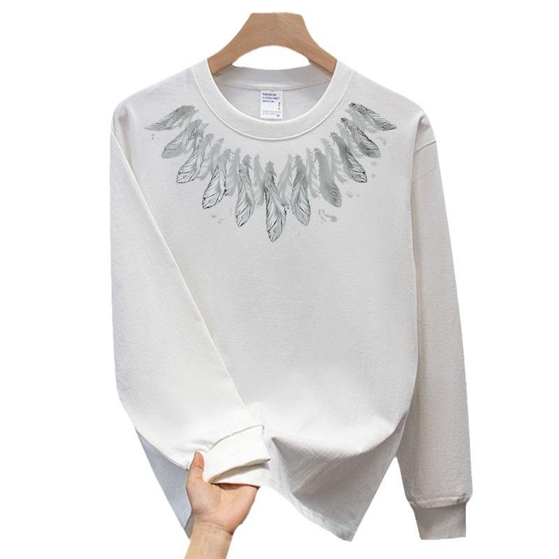 American Trendy Brand Pure Cotton T-Shirt Men'S Bottoming Shirt Long-Sleeved Trendy Autumn And Winter Men'S And Women'S Crew Neck Sweater