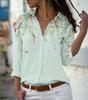 Women's Fashion Casual Printed Button Lapel Long Sleeved Shirt Top Blouse